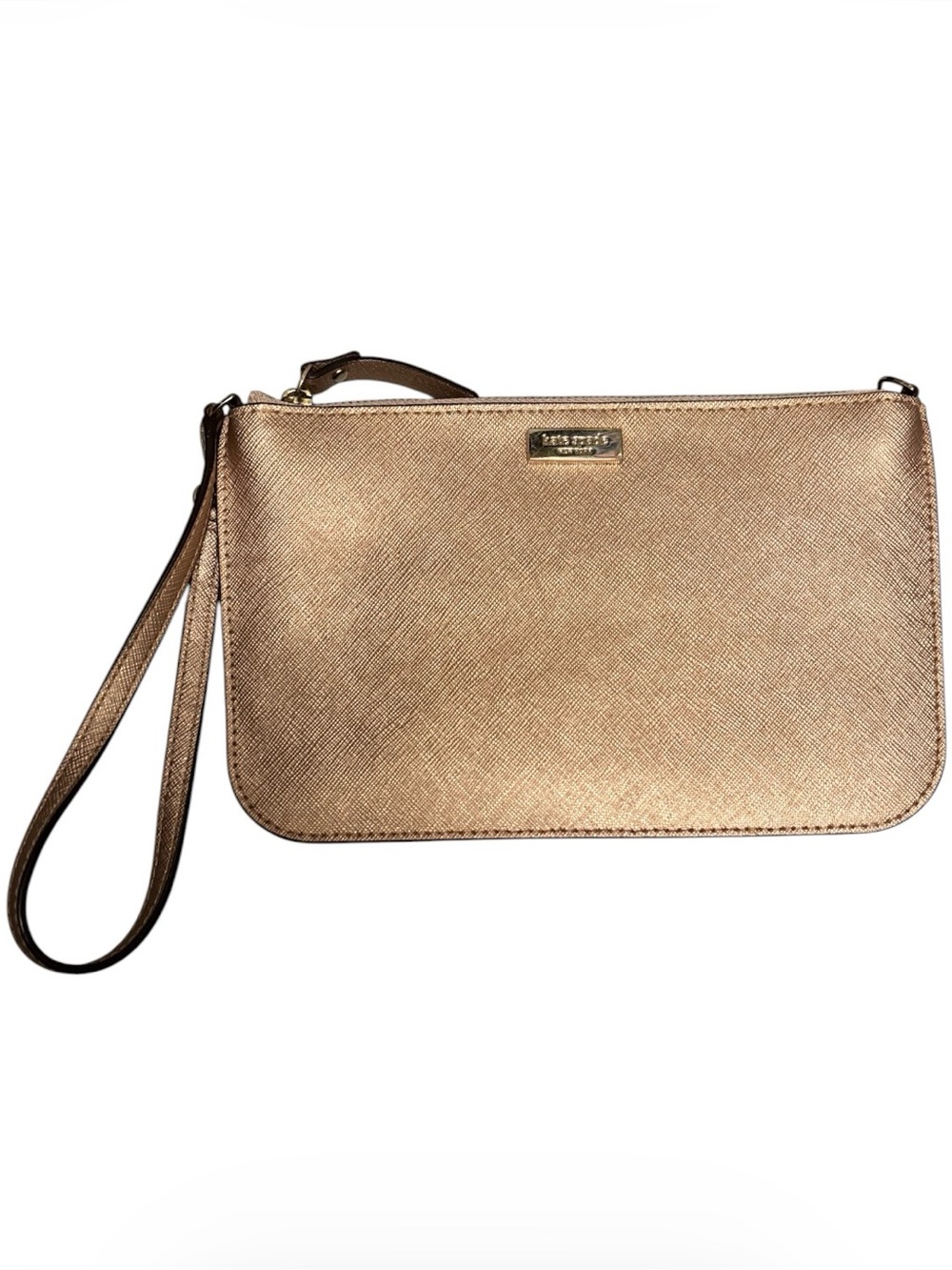 Kate Spade New York Metallic Rose Gold Wristlet Clutch